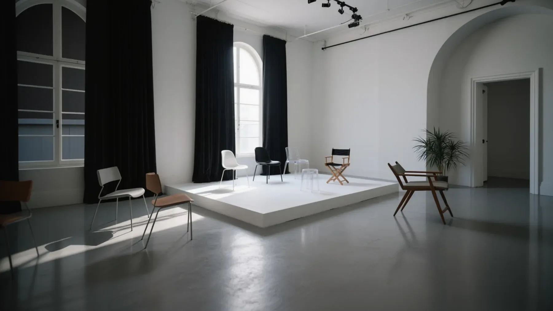 An empty chair stands in a sunlit interior, representing a place that remains materially present while its meaning is repeatedly renegotiated.