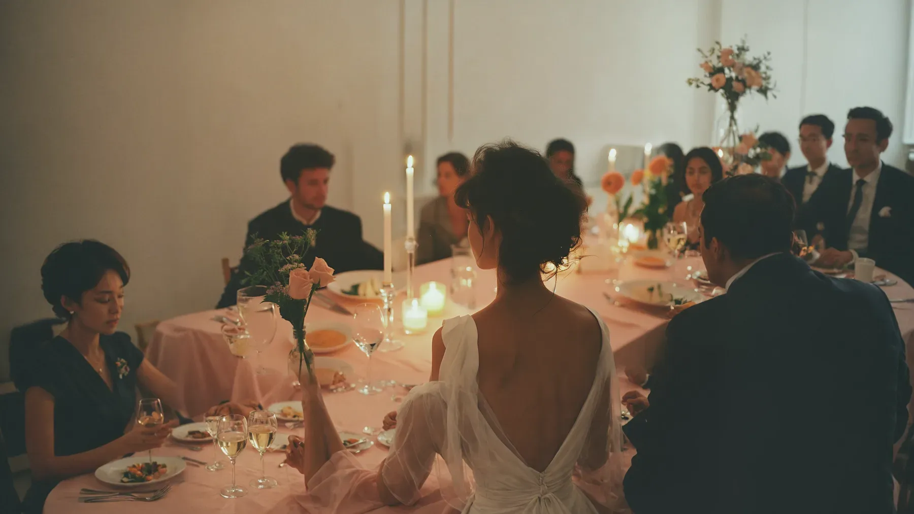 A formal dinner where invitation, expense, conversation, and assumed familiarity can all operate as gates to professional belonging.