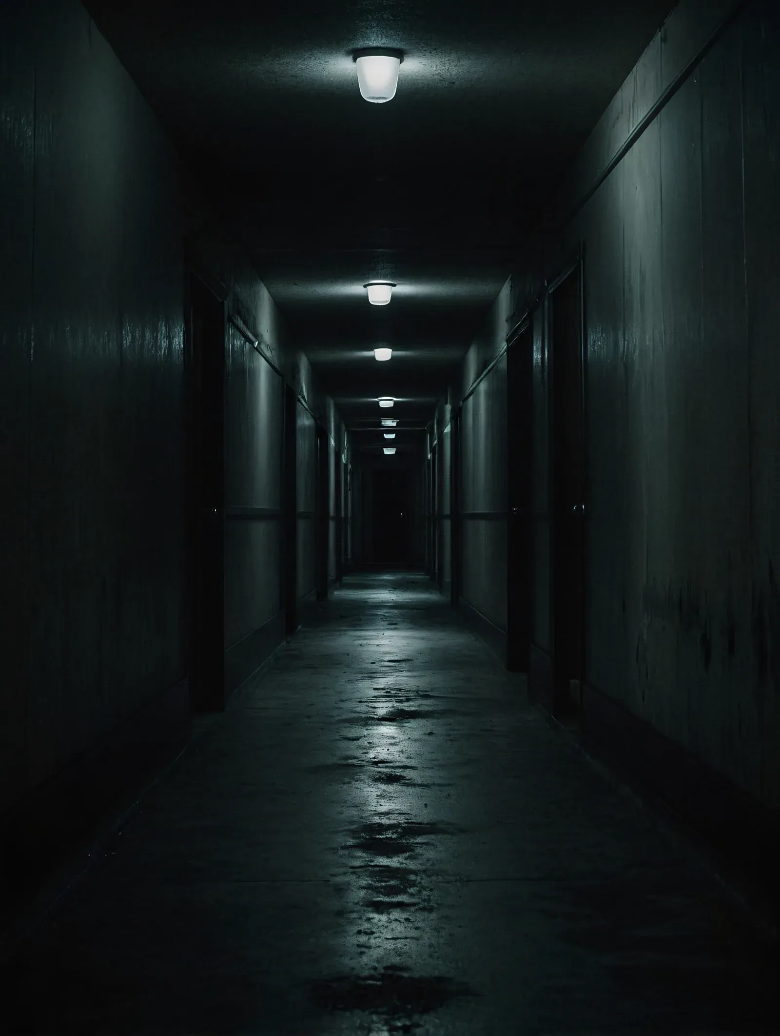 Two connected spaces separated by a closing door, showing how a chapter break holds pressure between cause and consequence.