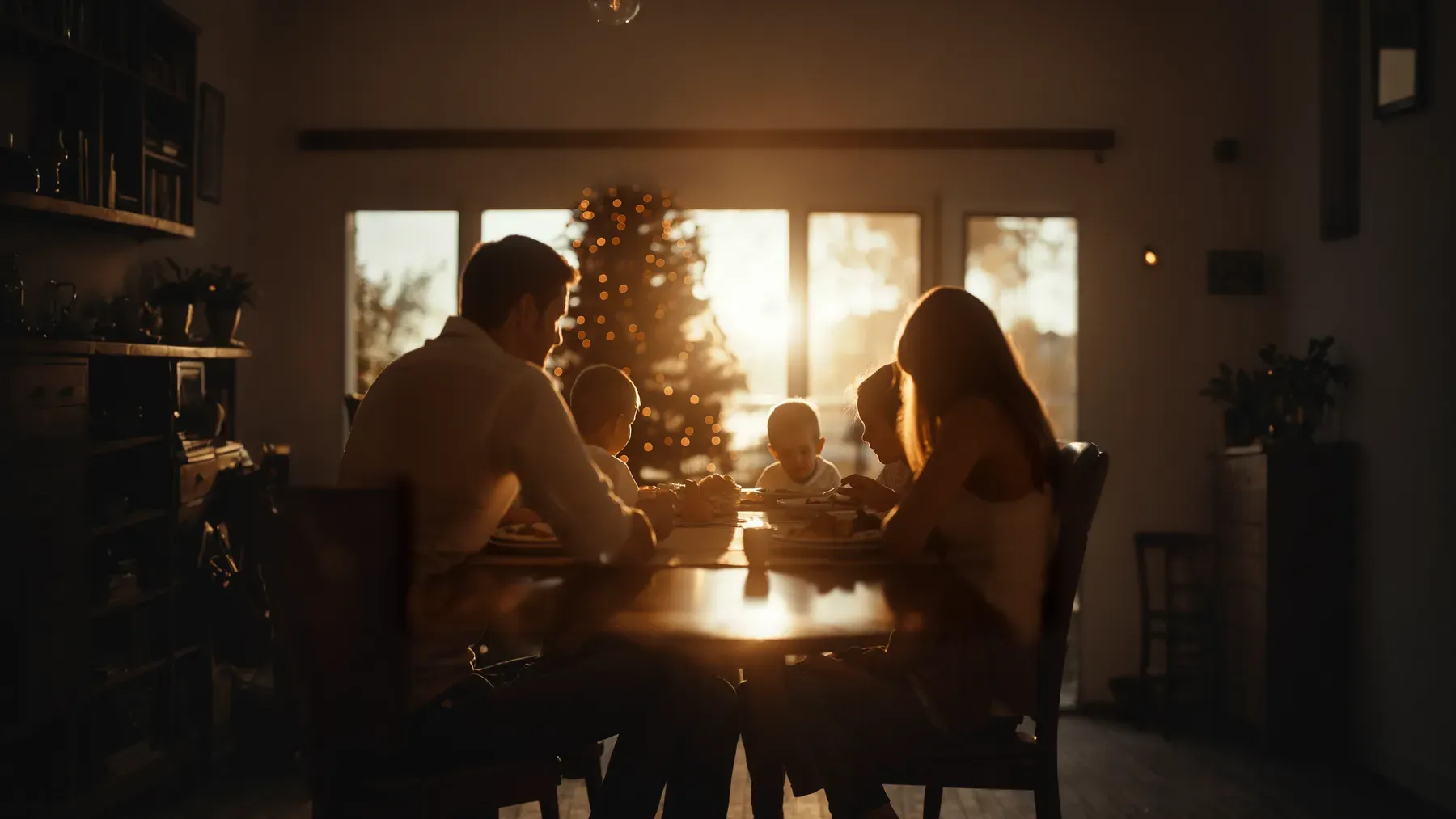 A family gathered around a table in evening light, representing the ordinary history that gives a private claim its force during an institutional crisis.