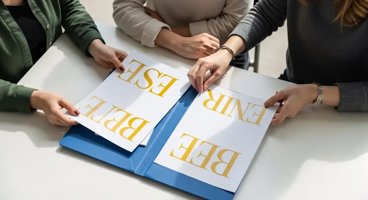 Several people reviewing documents together, showing the stage when outside feedback can reveal problems the writer is too close to see.
