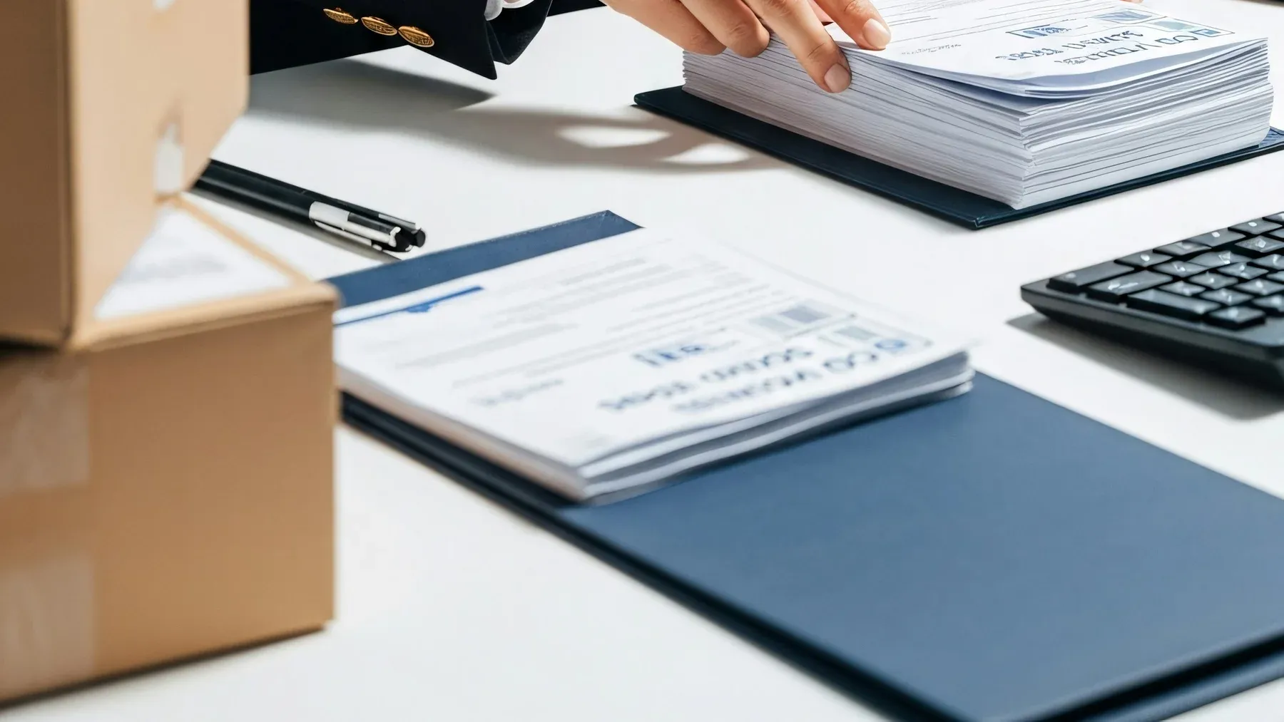 A uniformed worker sorting official paperwork, representing how records pass through procedures that can delay, classify, or redirect them.