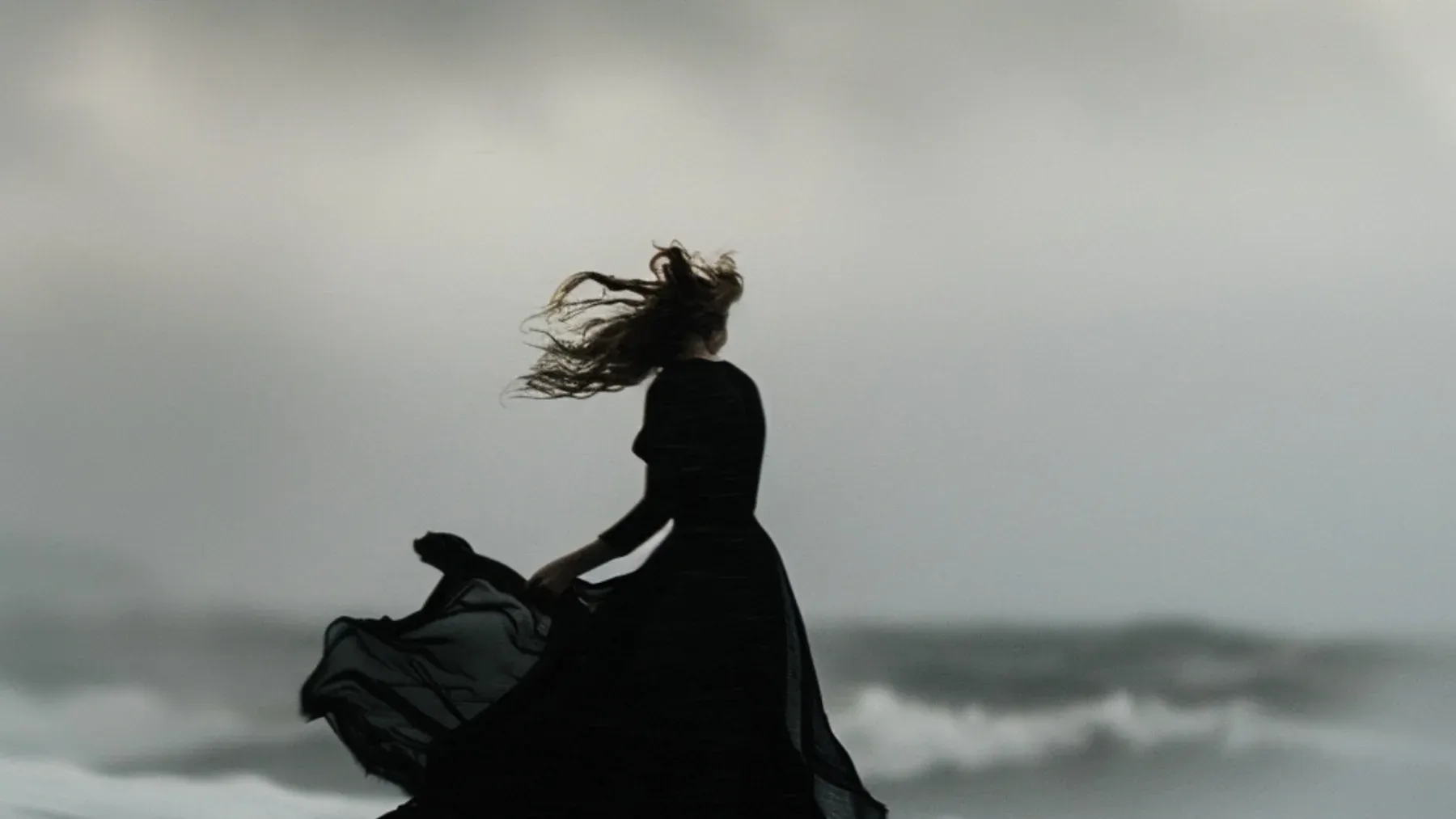 A solitary figure faces a rough sea beneath gathering weather, representing the commitment that carries success toward a later crisis.