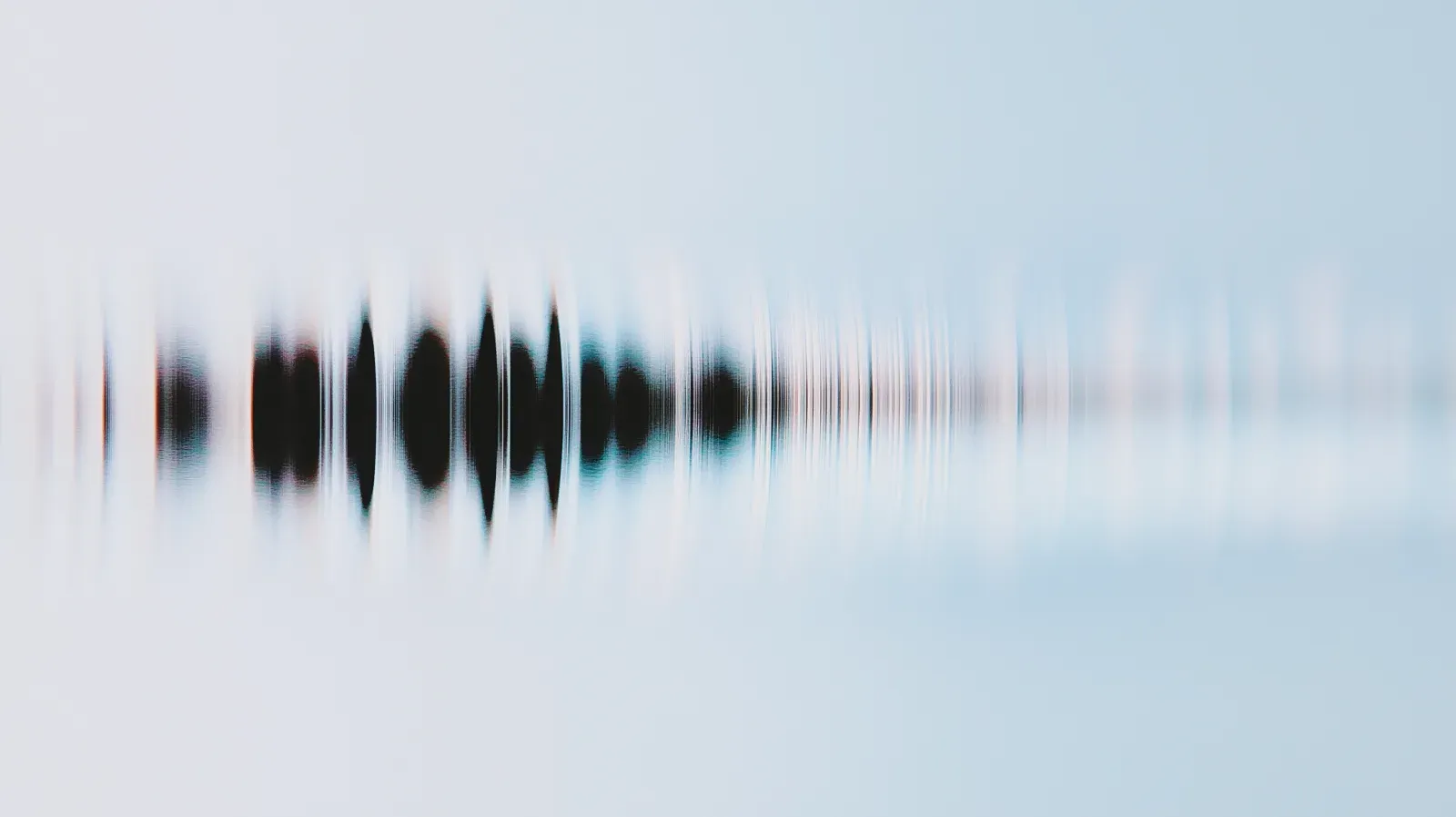 An abstract waveform narrowing across a pale field, suggesting how repetition, amplitude, and silence can form a readable pattern of threat.