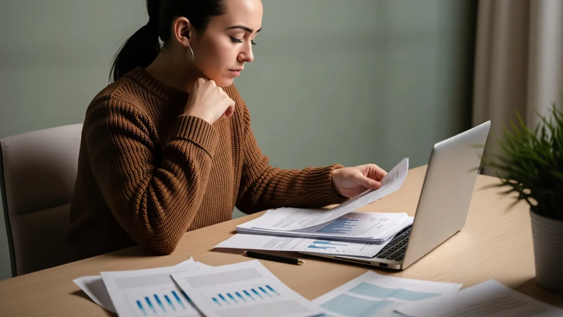 A professional reviewing financial documents at a desk, tracing how repeated payments and company records connect.