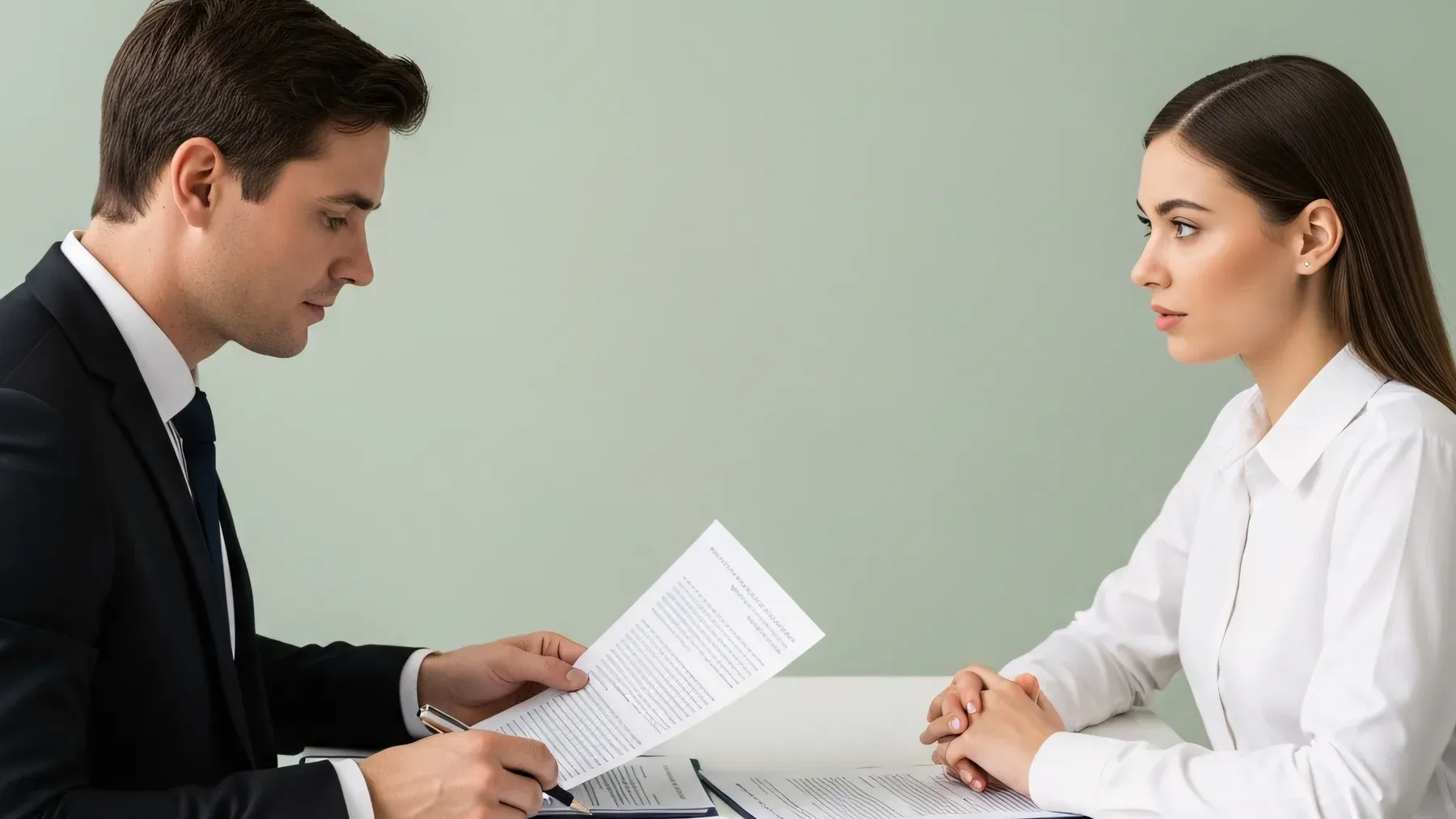 Two people across a table create tension because the viewpoint character must interpret what the other person reveals.