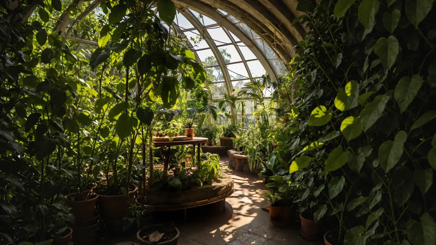 A greenhouse interior gives the crew a target whose living systems, access rules, and fragile contents demand more than generic criminal roles.