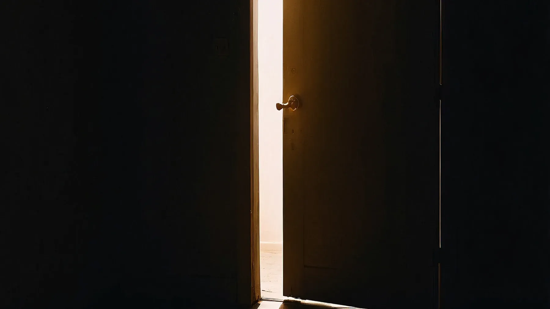 A partly open door becomes a pacing threshold when crossing it removes the character's easiest retreat.