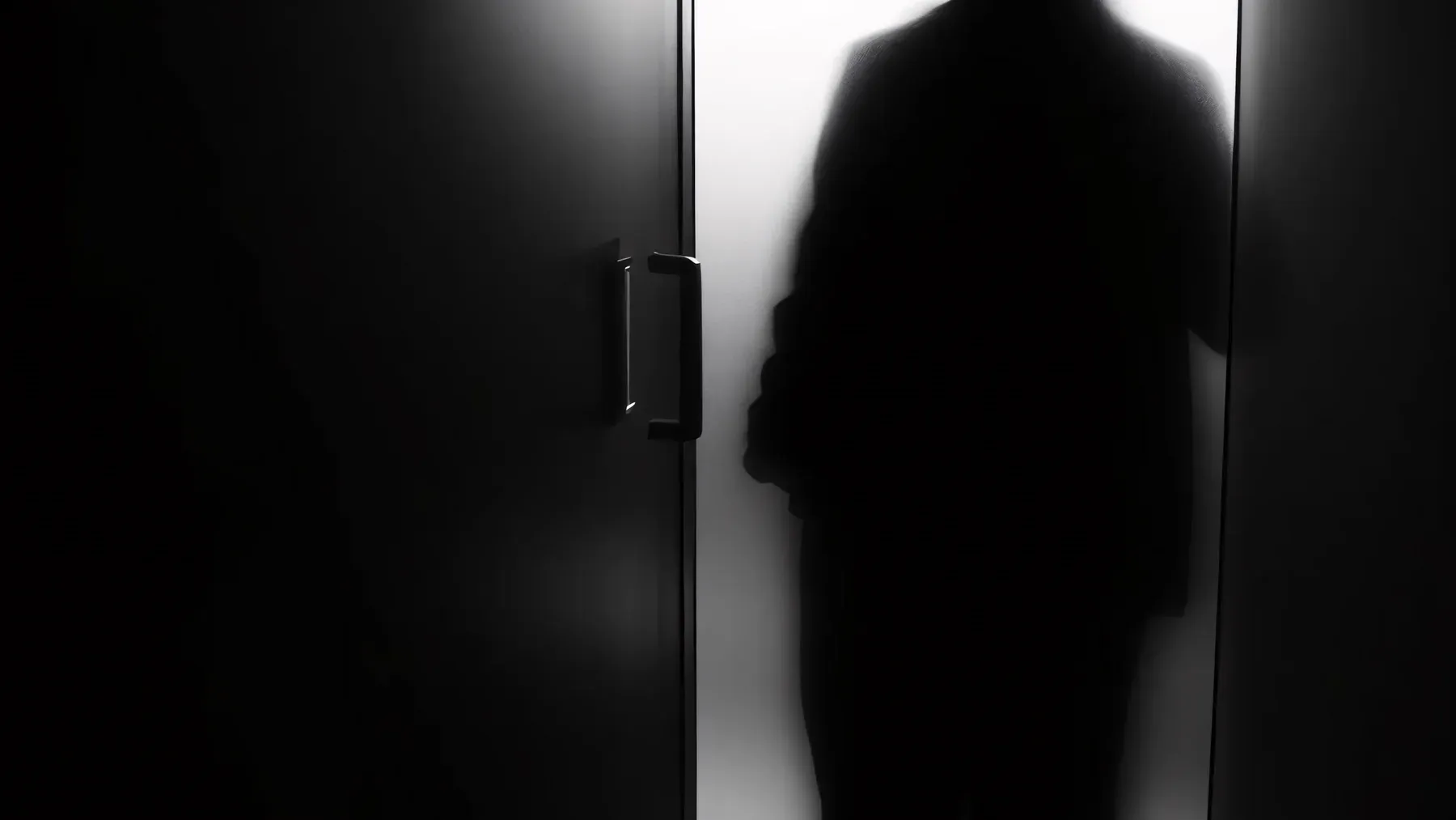 A silhouetted figure crossing a bright doorway captures the moment when movement leaves a visible trace and concealment starts to fail.