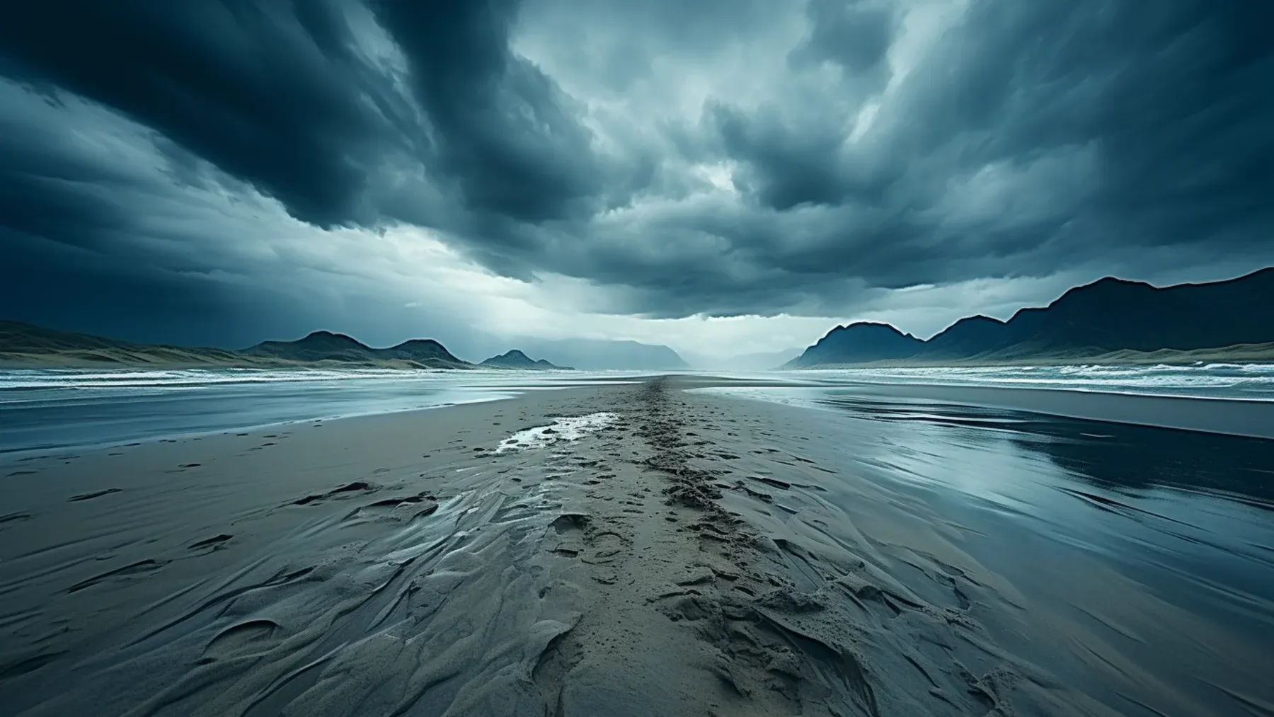 A storm front advances over open water, representing consequences that continue moving after the control-room decision is already irreversible.
