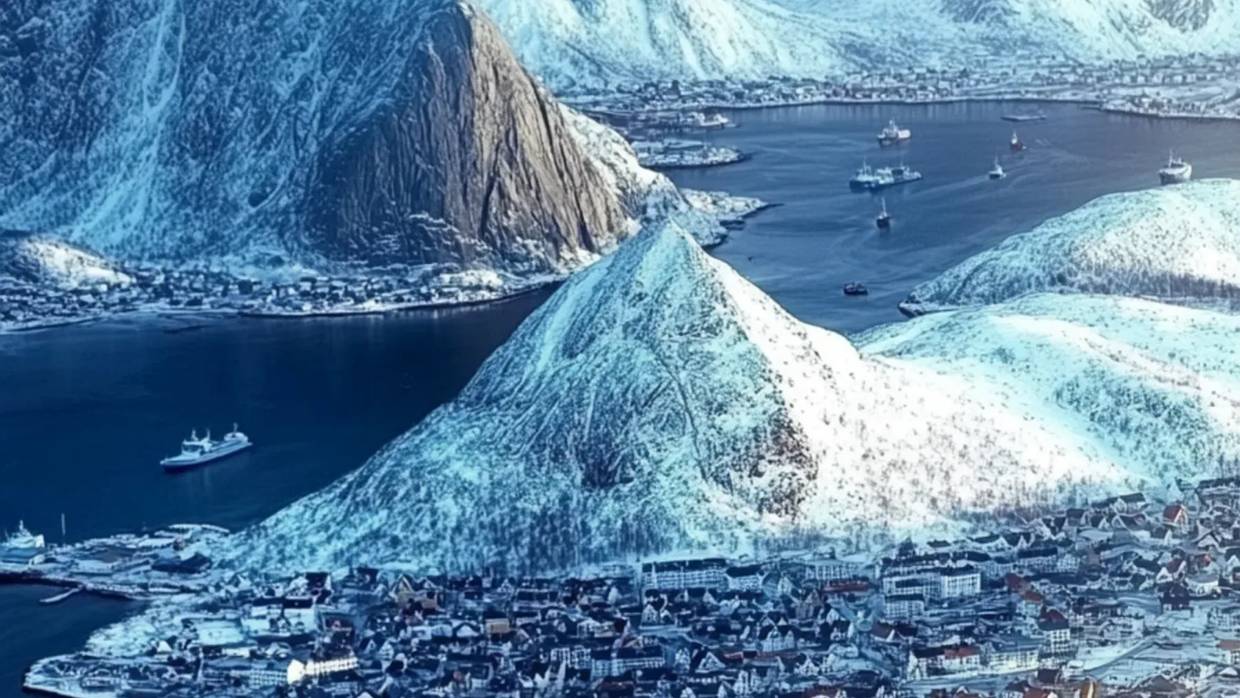 A coastal town lies between mountains and open water, making the people behind the barrier a specific community rather than an abstract number in an argument.