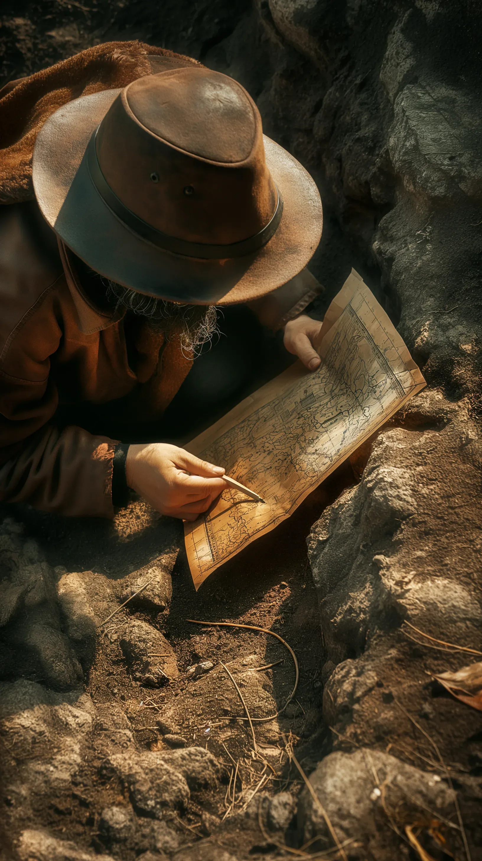 A writer tracing routes across a map, representing geography and lore being shaped around the needs of a particular novel.