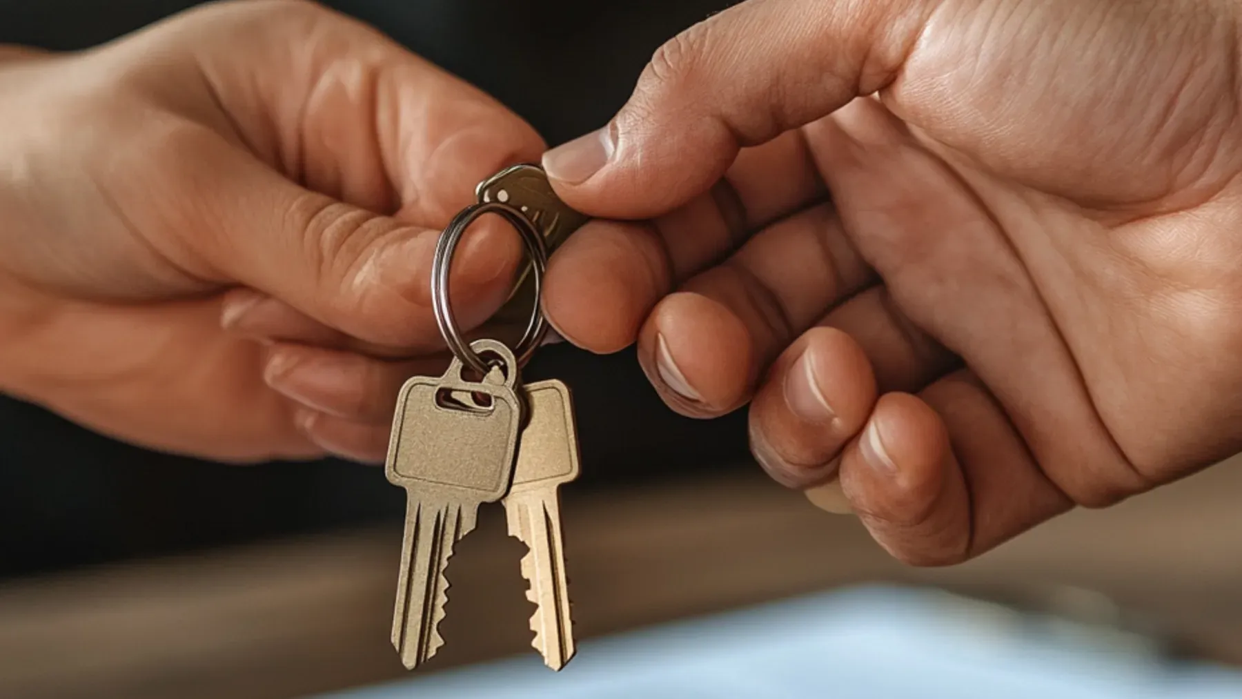 Two people exchanging an everyday object when possession, permission, and emotional ownership do not belong to the same person.