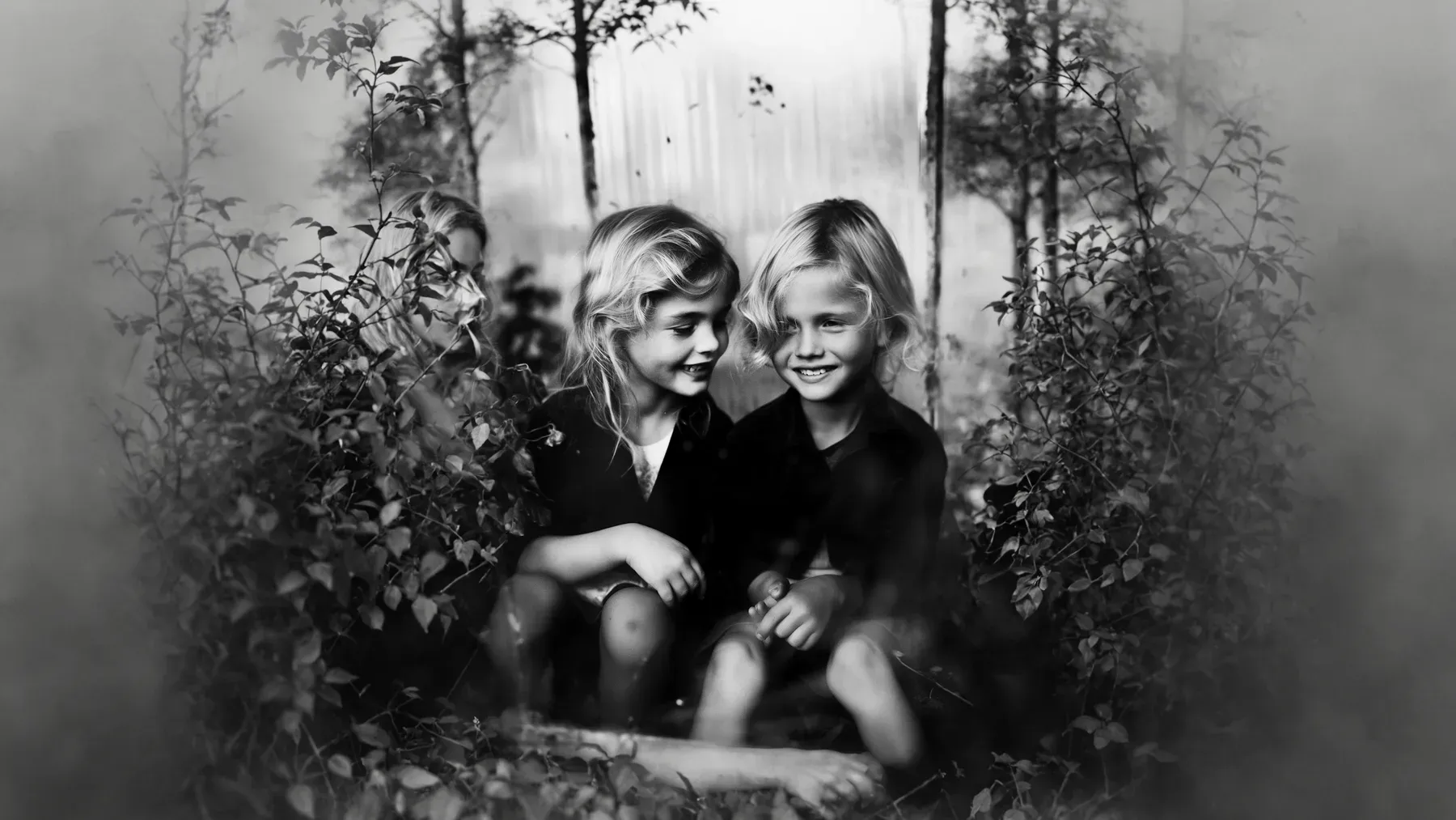 Two young siblings share a quiet moment, representing affection that can coexist with an older child's disproportionate responsibility.