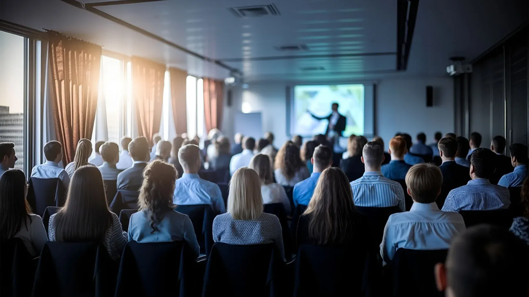 A crowded meeting facing a speaker, representing a coalition that must turn broad support into decisions its members will recognize.