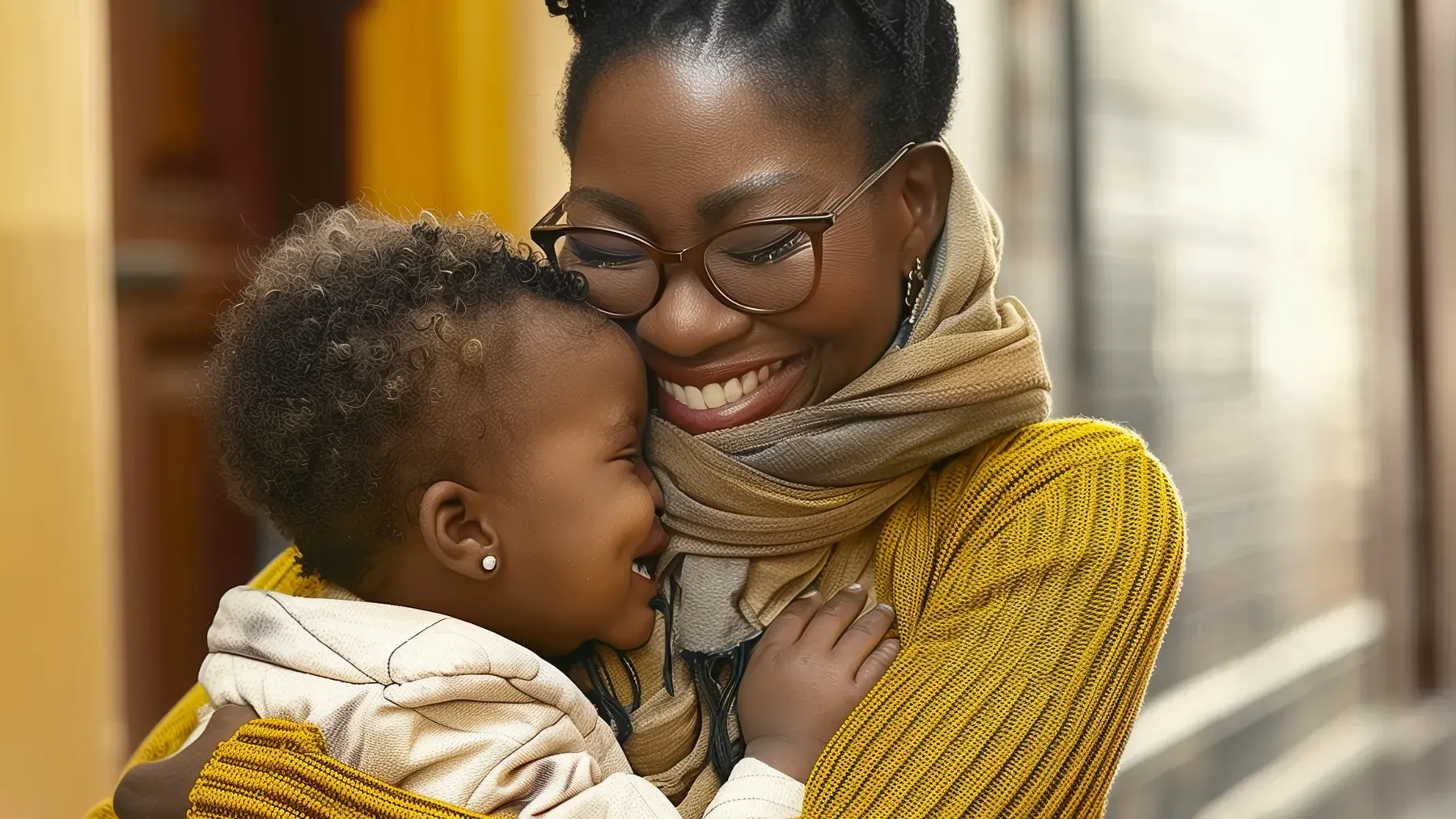 A parent and child embracing, showing how recognition can hold affection while time and changed roles remain present.