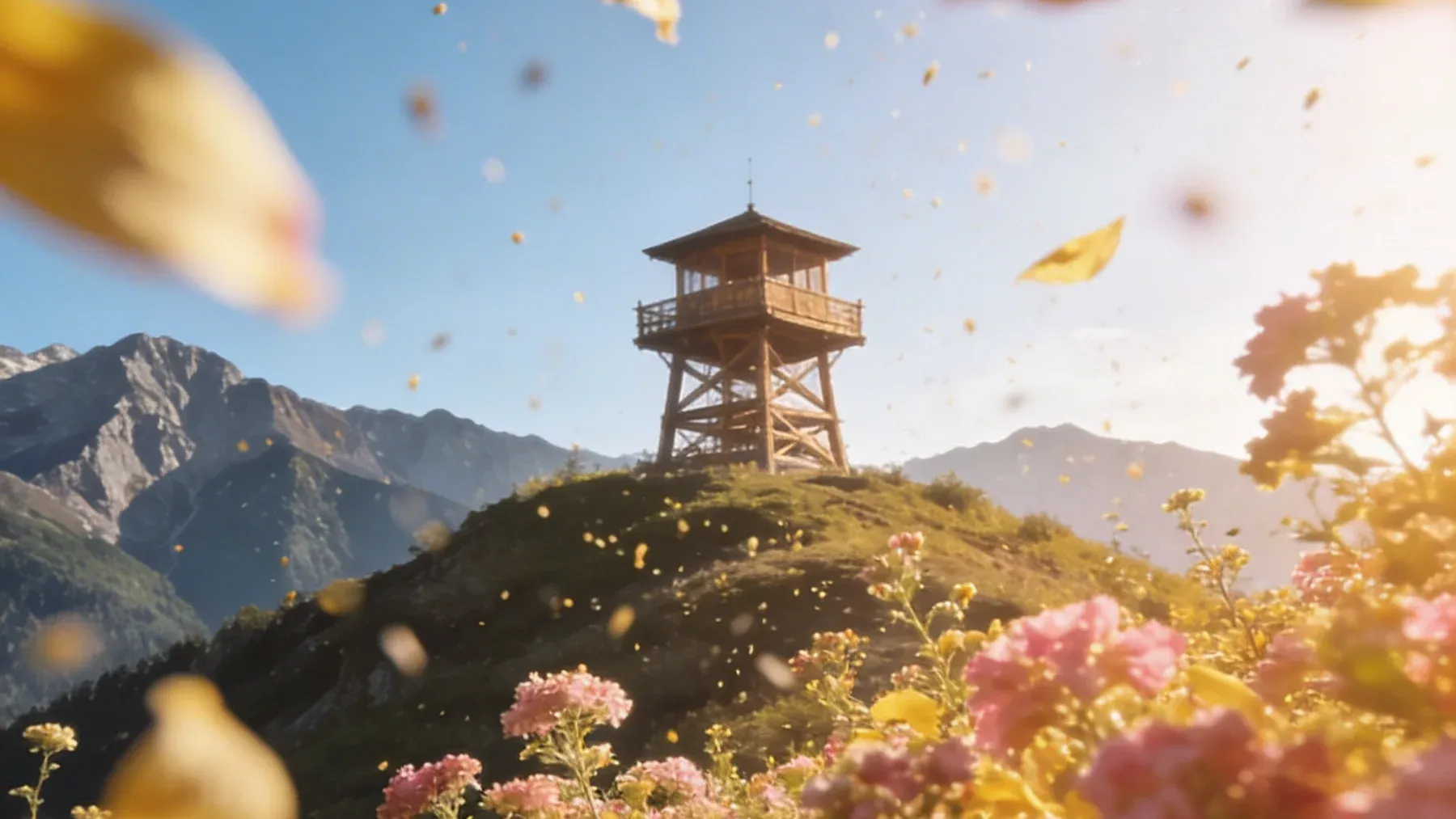 A solitary fire lookout tower establishes the specific life, duty, and point in time carried by the character addressed as you.