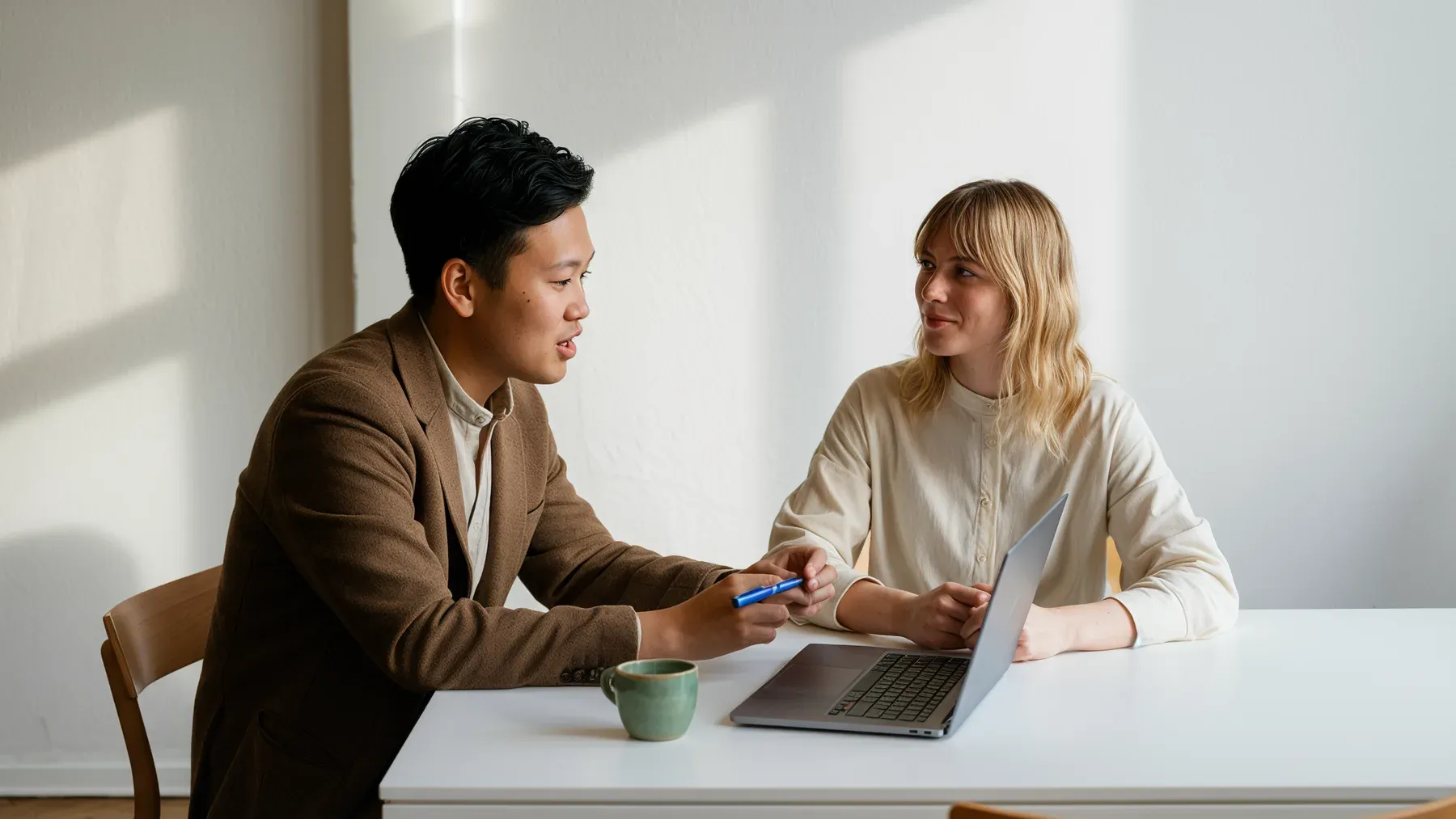 Two colleagues facing an urgent decision together, representing the moment when recognition changes trust, power, and the action they can take.