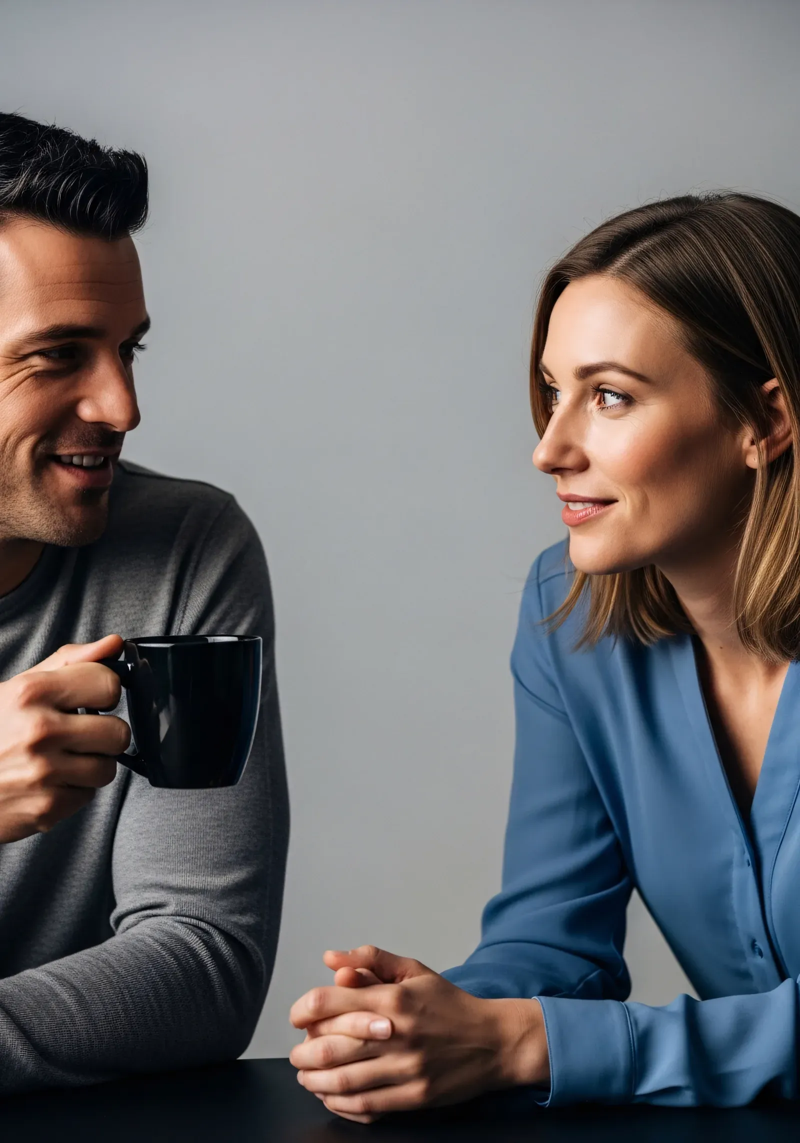 Two people discussing a pitch, with the listener's questions revealing which parts remain clear and memorable.