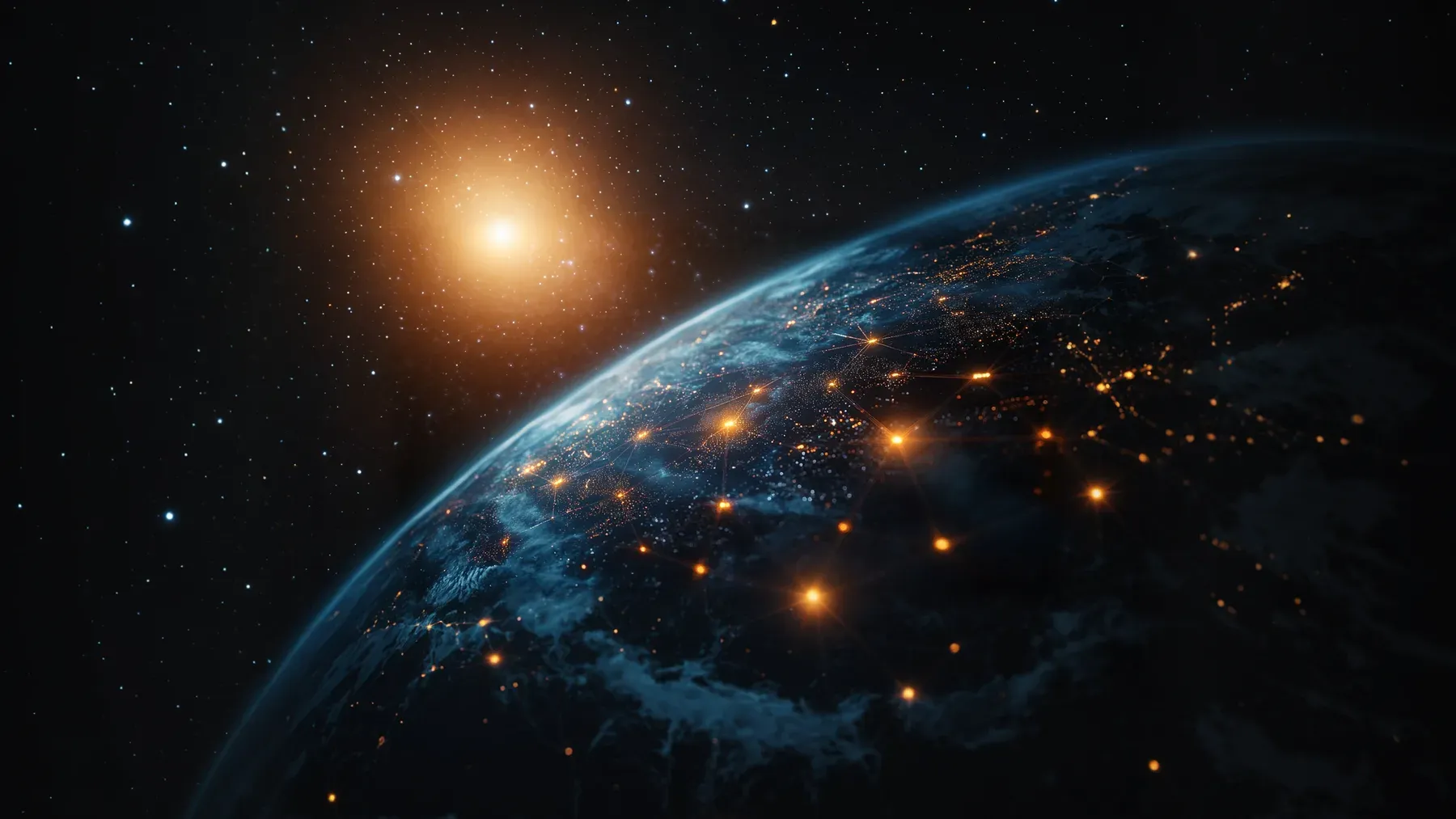 A planet seen from space, representing how a world can appear unified from a distance while containing competing regions, needs, and political claims.