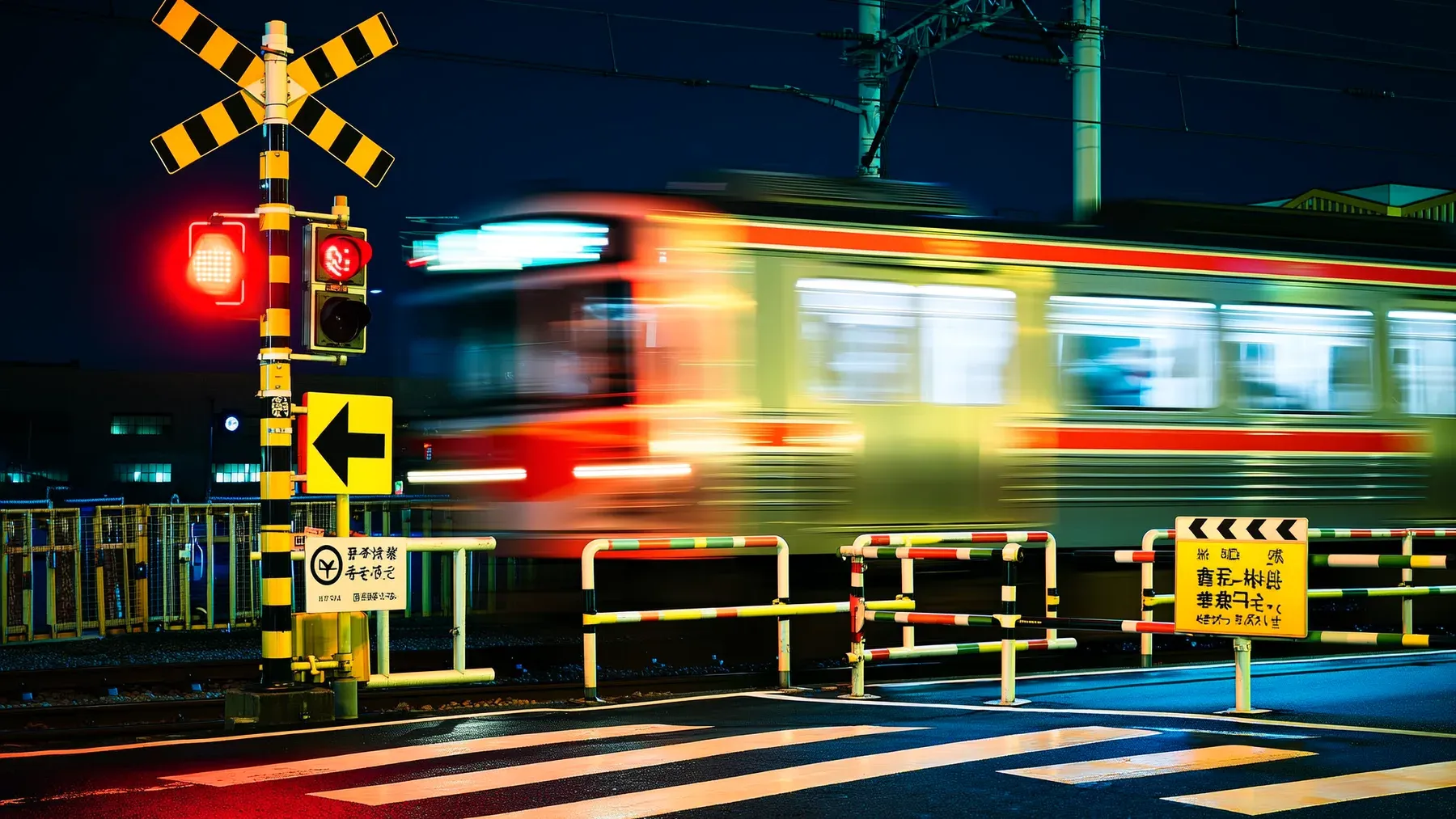 A train crossing at night gives a chapter ending a visible system, moving danger, and consequential question already in progress.
