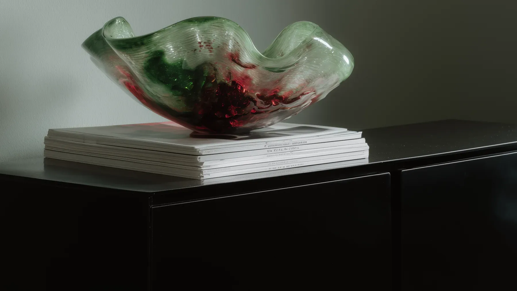 A decorative glass bowl resting on a stack of books, showing how one material object can preserve continuity across a long interval.
