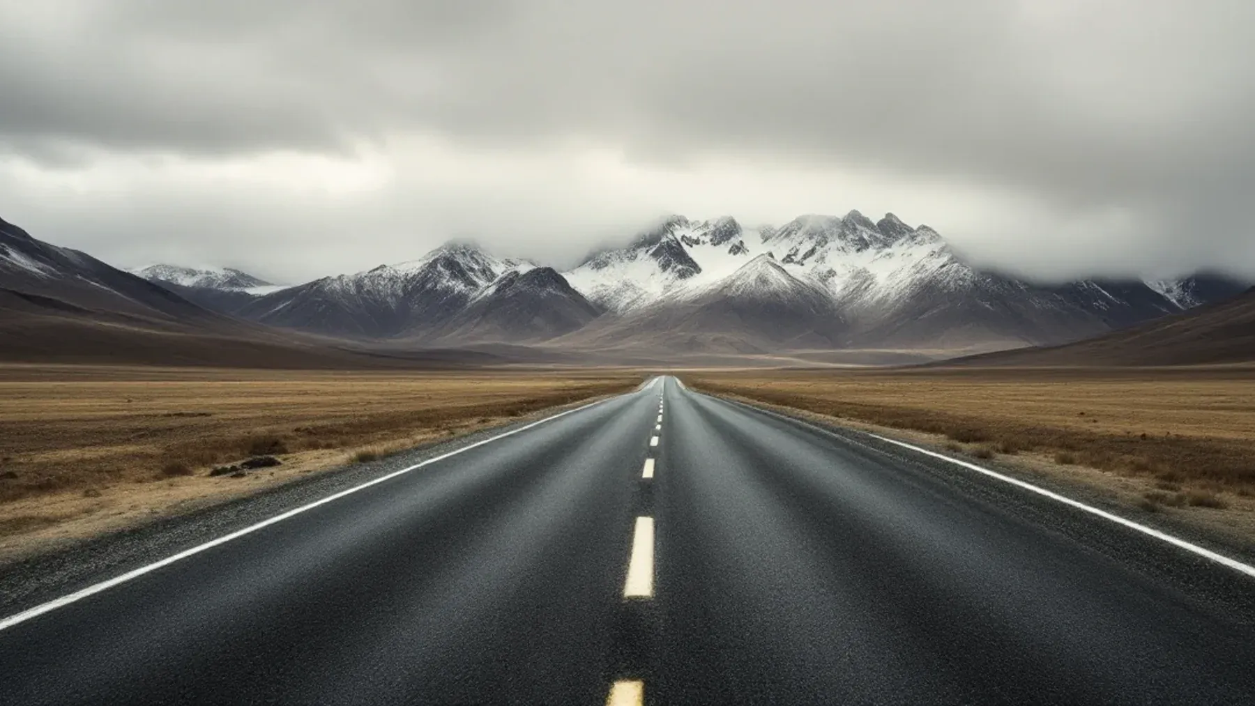 A long road passing through changing terrain, representing a novel that crosses years while preserving its dramatic direction.