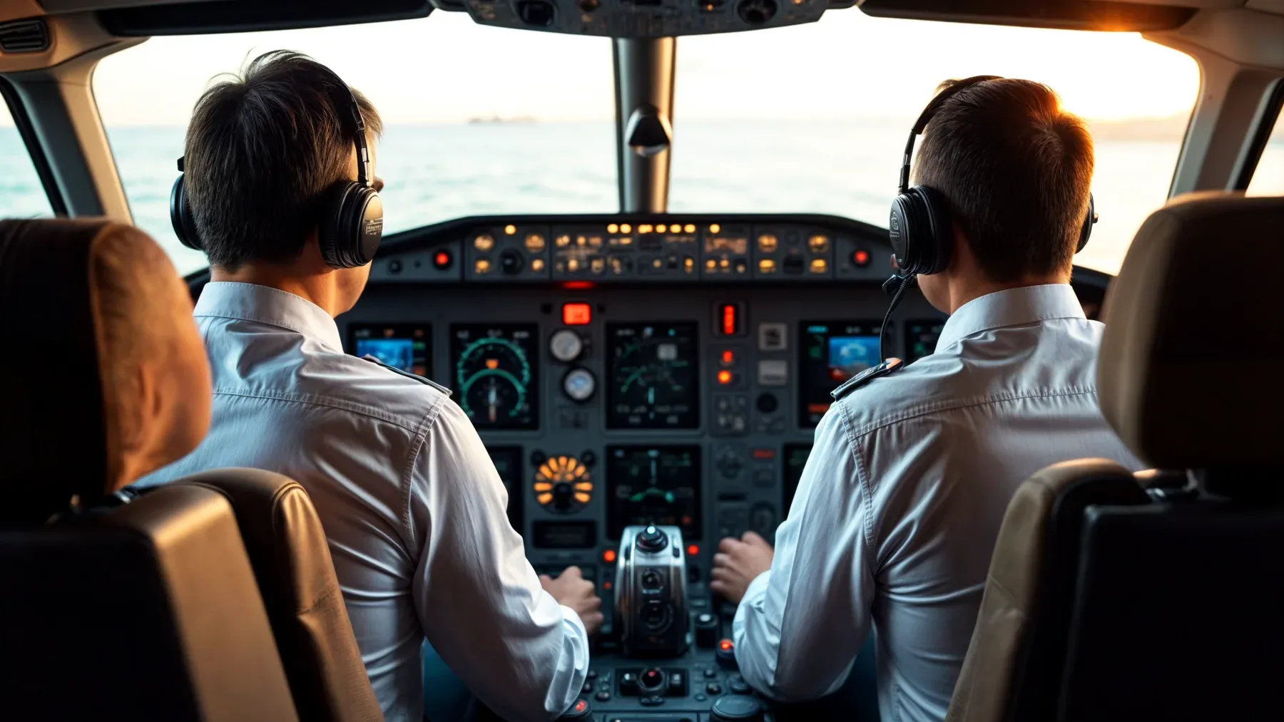 Two pilots working at the controls together, showing how technical practice can also test authority, trust, and independent judgment.