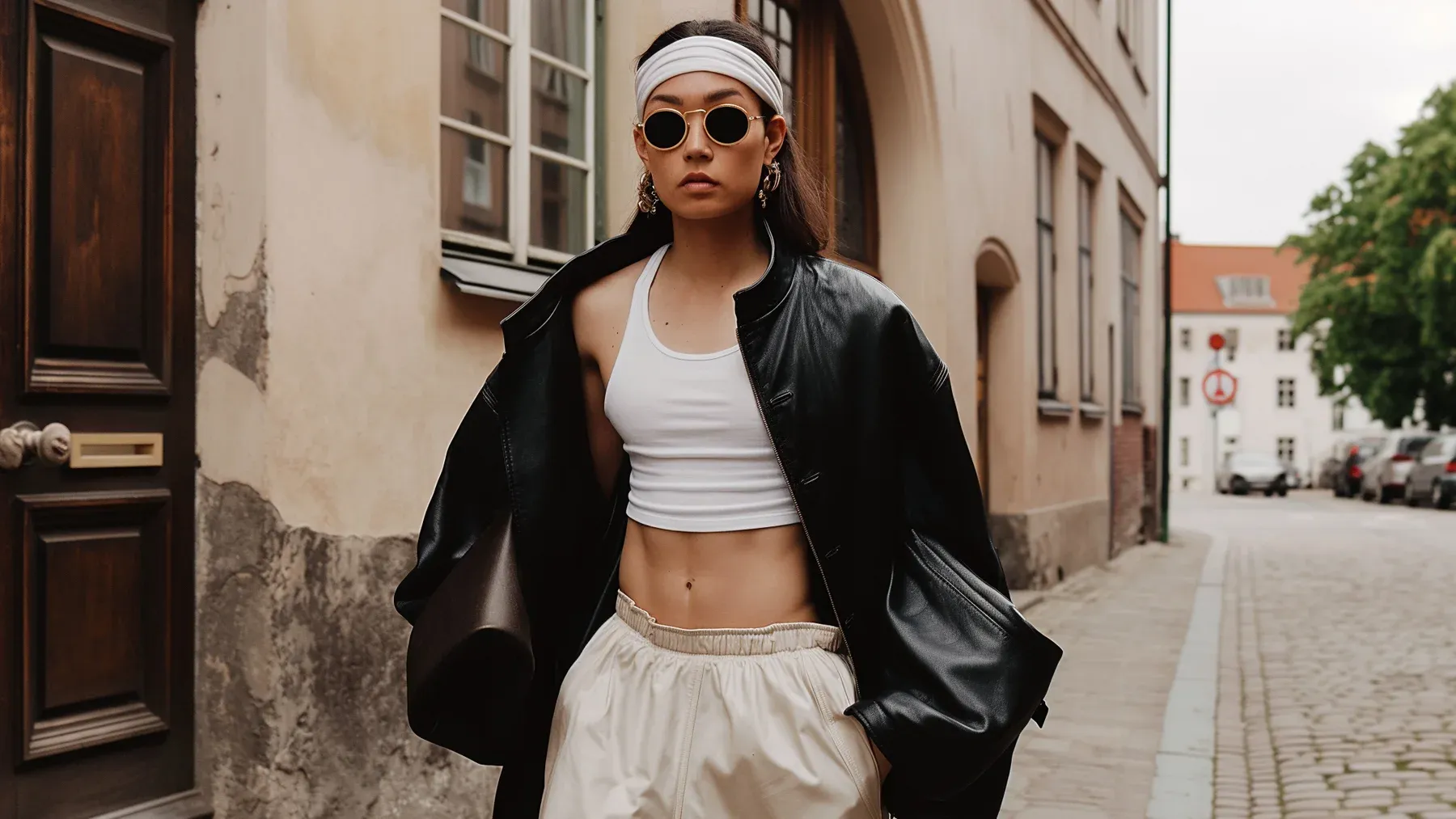 A woman walks confidently along a cobbled street, giving the future an active direction that does not depend on another person's romantic answer.