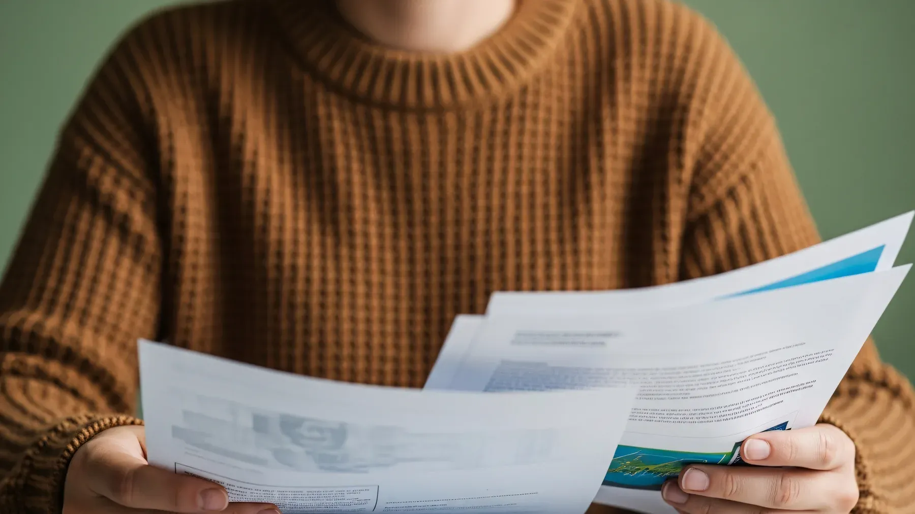 A person reviewing several documents reflects the knowledge boundary behind voice: every speaker decides which evidence a listener needs and which context can remain implicit.